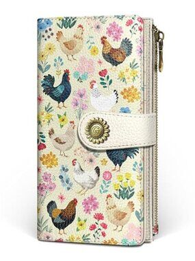 New Chicken Rooster Womens Wallet RFID, Credit Card Holder Bifold